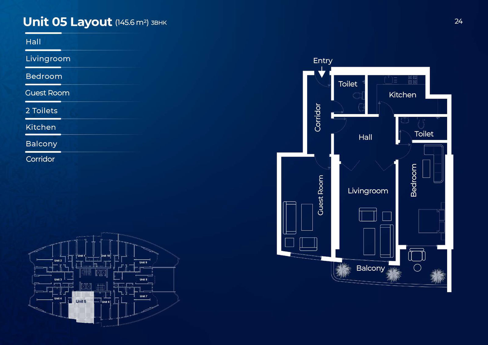 145.6 Sqm 3BHK sixth floor for sale